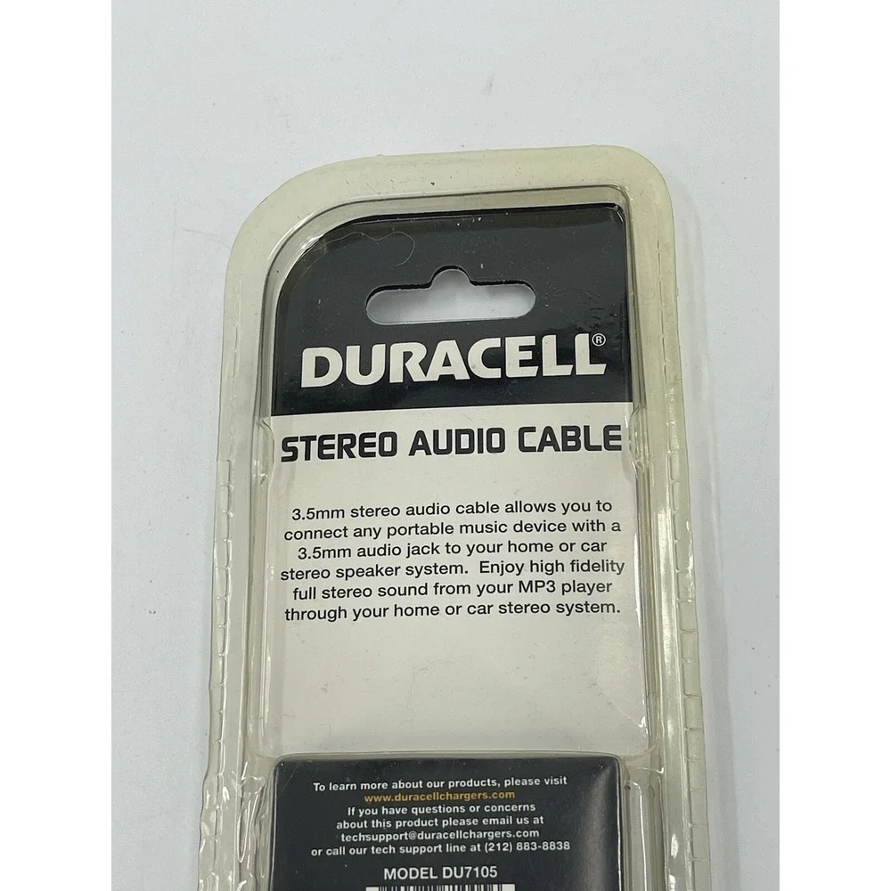 NEW! Duracell Stereo Audio Cable DU7105, Use w/ Any Device with a‎ 3.5mm Jack